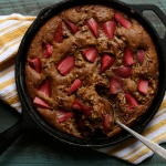 Brown Butter Banana Skillet Cake with Strawberries and Pecans