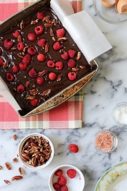 Olive Oil Raspberry and Sea Salt Brownies