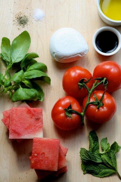 Watermelon Peach Caprese Salad Joy The Baker