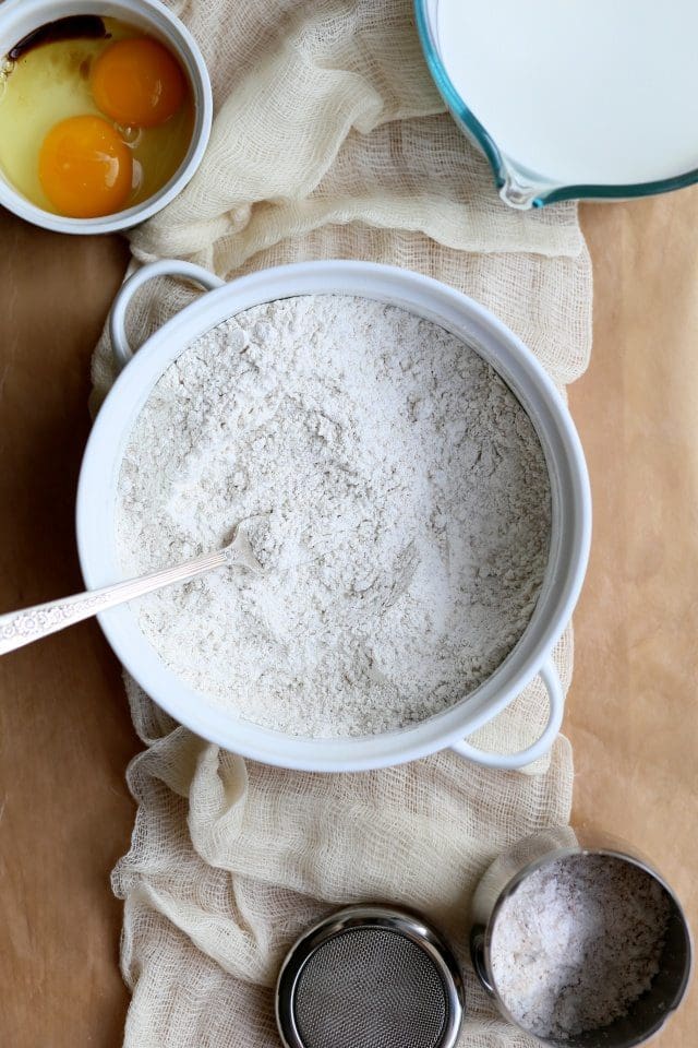 Flour is whisked together with baking powder, salt, and brown sugar ...