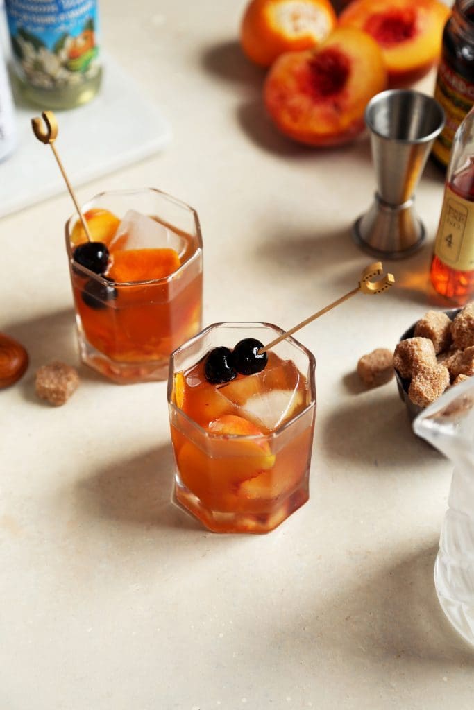 Peach and Orange Flower Old Fashioned