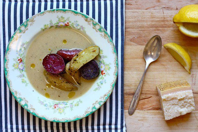 Roasted Garlic Soup with Potatoes, Shallots, and Fresh Herbs