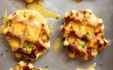 Mashed Potato, Cheddar and Chive Waffles