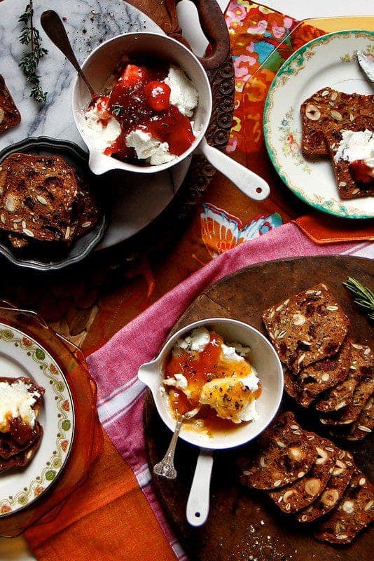 Warm Herb and Jam Goat Cheese Spread Joy the Baker