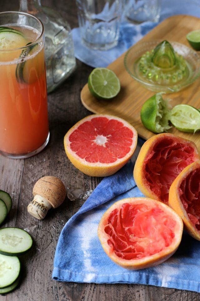 Grapefruit Margaritas with a hint of Cucumber