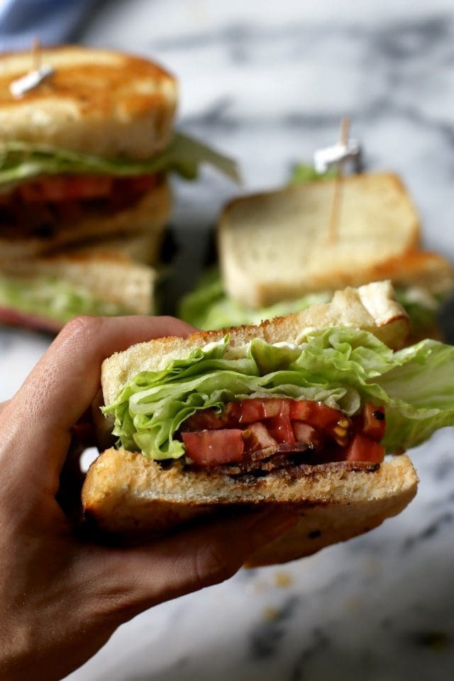 The Best BLT sandwich recipe cut in half
