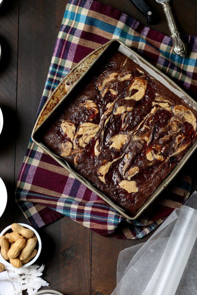 Peanut Butter and Jelly Fudge Brownies