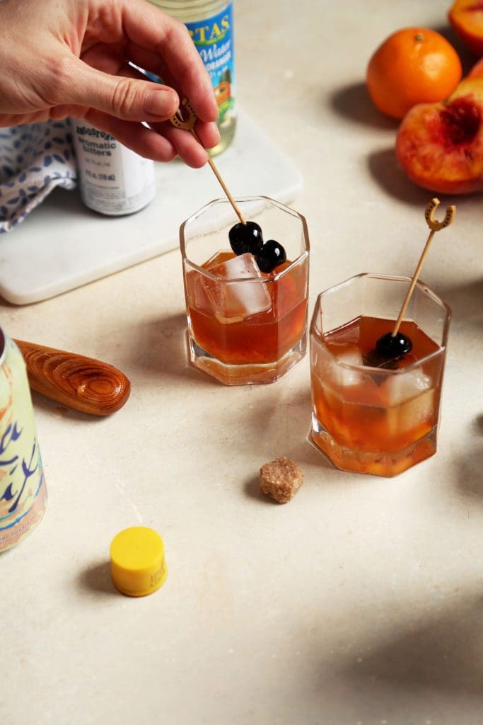 Peach and Orange Flower Old Fashioned