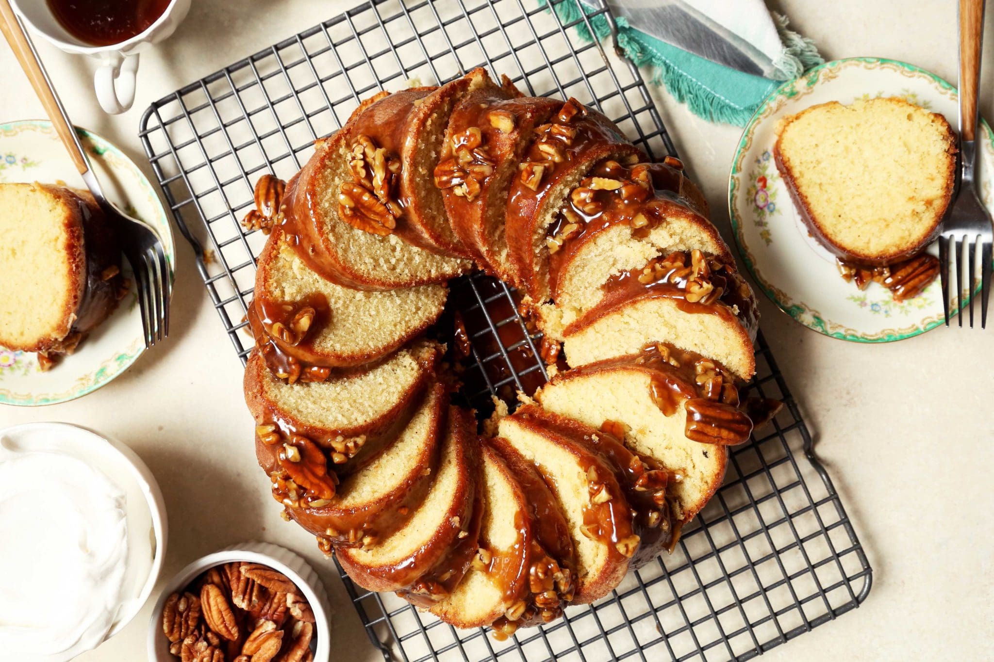 Vanilla Bean Bundt Cake with Pecan Praline Glaze Joy the Baker