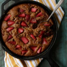 Strawberry Yogurt Skillet Cake - Just a Little Bit of Bacon