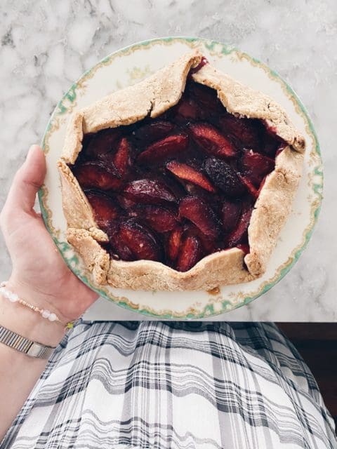 Baked gluten free plum galette