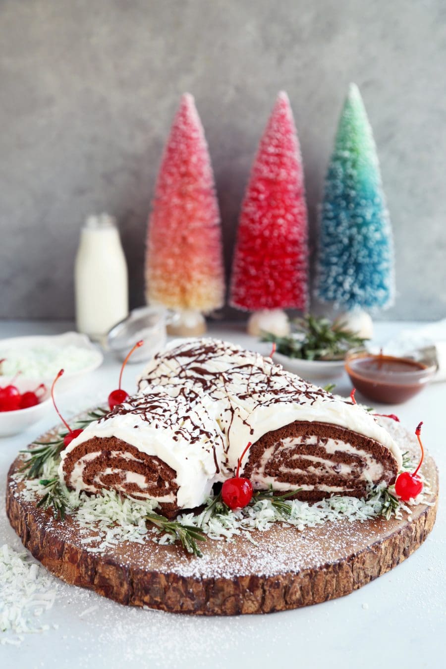 Chocolate Cherry Yule Log Cake Recipe