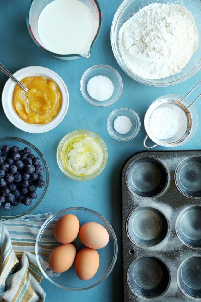 ingredients for blueberry lemon popovers