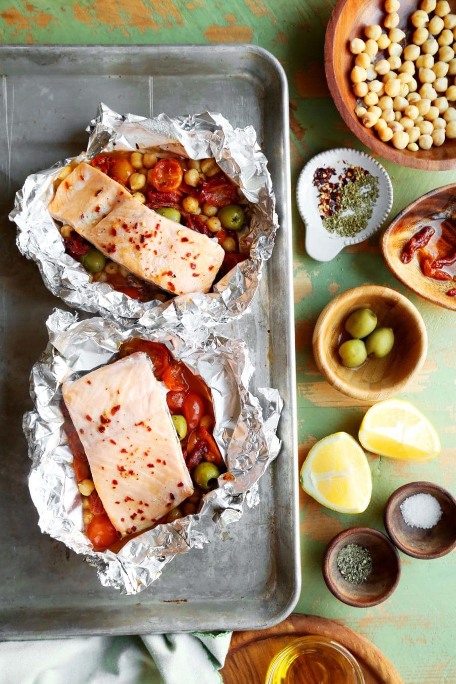 Weeknight Dinner: Mediterranean Salmon Parcels