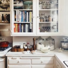 Kitchen counter with flour canisters for top five baking tips for fall.