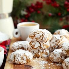 Chewy Italian almond flour cookies on a wooden board