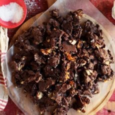 chilled chocolate bark recipe on a platter.