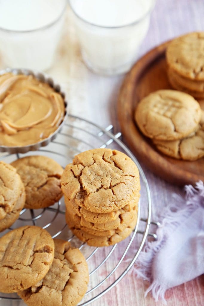 Peanut butter cookies baked to golden.