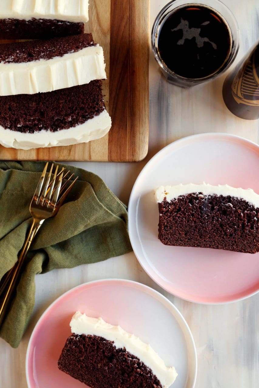 Chocolate Guinness Loaf Cake with Cream Cheese FrostingJoy the Baker