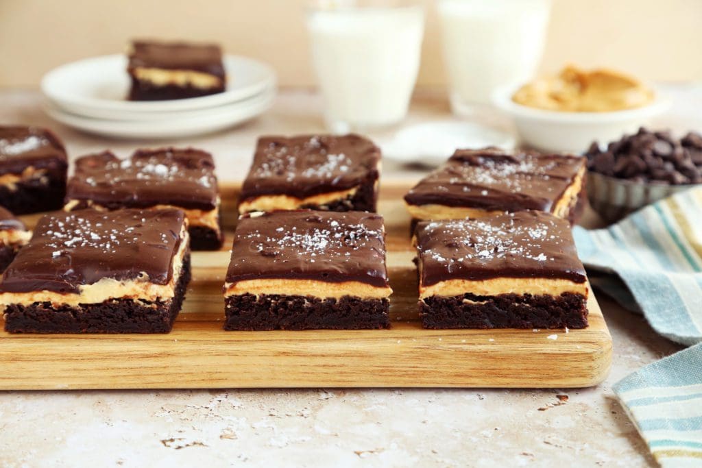 better box brownies sliced on a wooden board