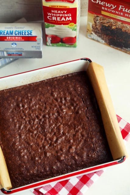 baked brownies in a square pan