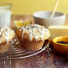 Glazed small batch muffin recipe on wire rack.
