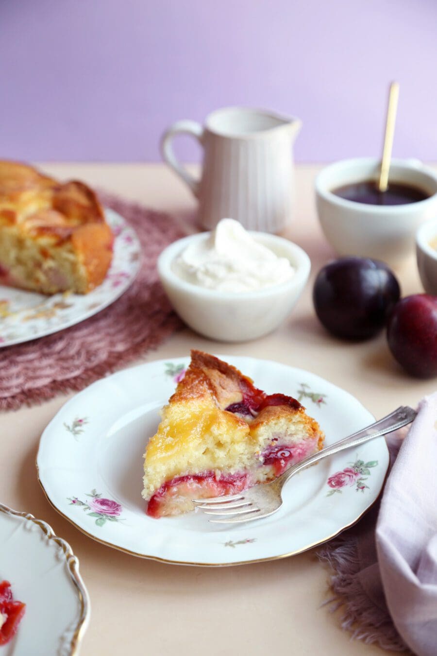 September Summer Fresh Plum and Lemon Curd Cake