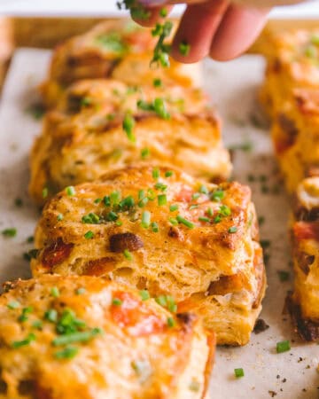 jambalaya buttermilk biscuits in a row