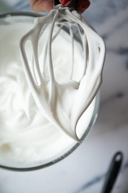 close up shot of a stiff merengue-like peak