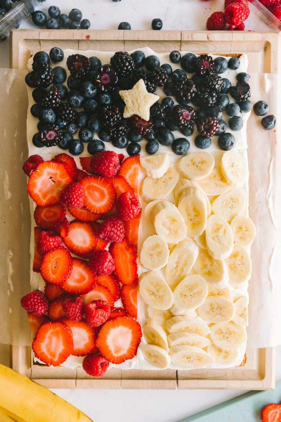 The (Texas) Flag Cake made with Cream Cheese Pound Cake and Frosting