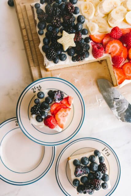 slice of 4th of July cake on a plate