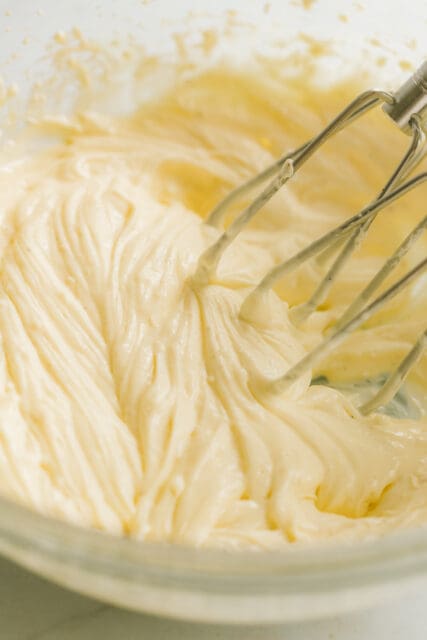 mixing cream cheese filling to fill kolache recipe