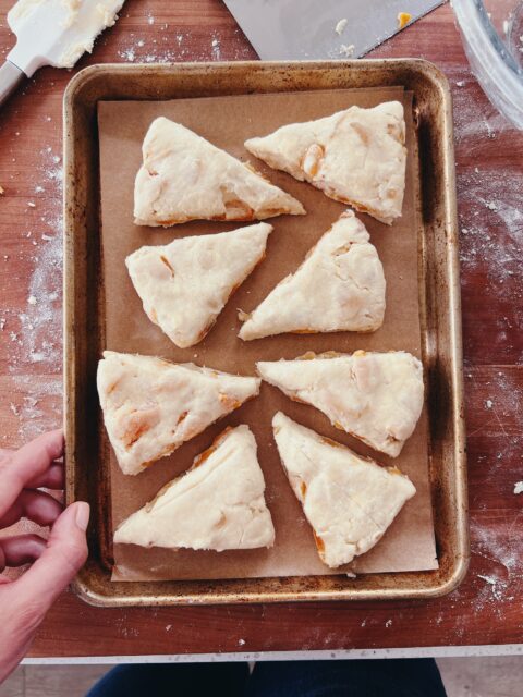 cut ginger scones ready to bake