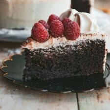 Wedding Cake Inspo: Chocolate Stout Cake with Raspberries and Cream