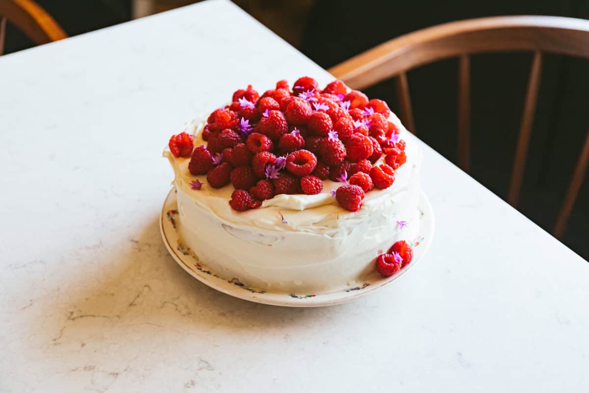 Raspberry Honey Chantilly Cake
